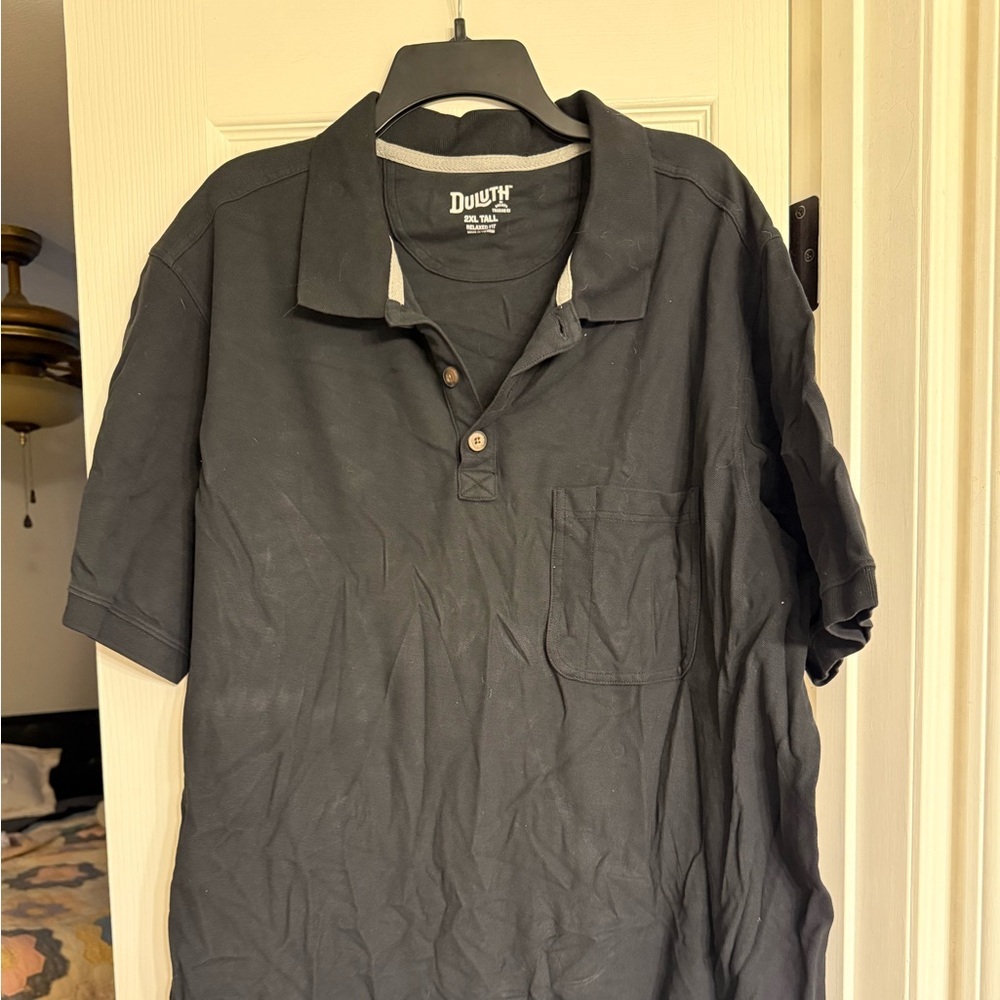 Duluth Trading Co Black Short-Sleeve Polo with Chest Pocket XXLT